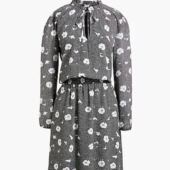 J. Crew Gray Floral Long Sleeve Dress - Picture 2 of 8